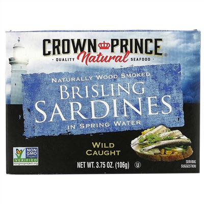 Crown Prince Natural, Шпроты, в родниковой воде, 3,75 унц. (106 г)