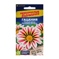 Семена цветов Гацания Новый день «Розовая полоса», ц/п, для балкона, веранды, цветника, однолетник, низкорослая, ц/п, 5 шт.