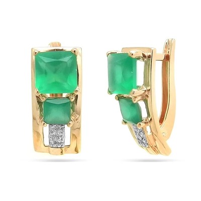 Серьги из серебра хризопраз, СПН606п