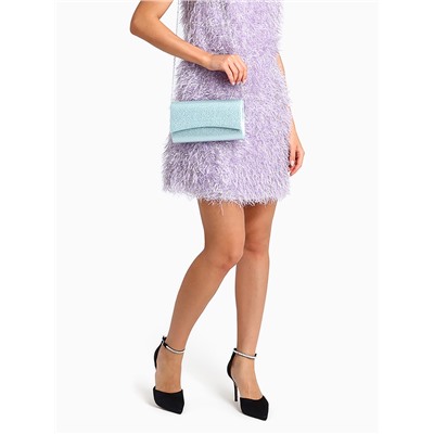 Сумка-клатч женская вечерняя на магните, на цепочке, мерцающая, голубая