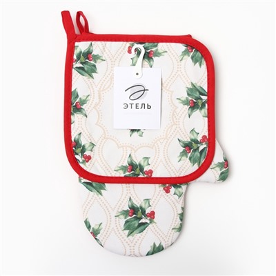 Набор подарочный «Этель» Christmas melody, варежка 20×28 см, прихватка 19×19 см, хлопок 100%