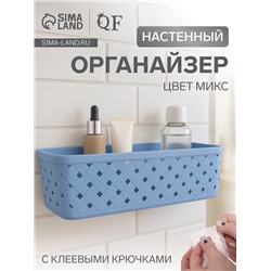 Органайзер настенный, 1 секция, с клеевыми крючками, 21.5×11.5×7.5 см, МИКС