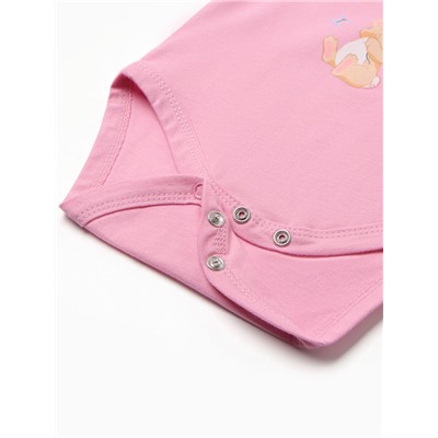 Боди детское с длинным рукавом «Зайка», рост 68 см, розовое
