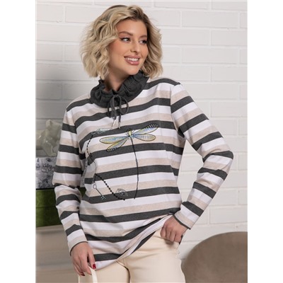 Блуза Сверкающая стрекоза (бежево-серая) Б15284-18М