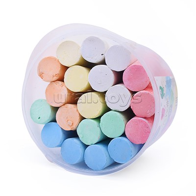 Мел цветной 20 шт. JUMBO, для асфальта длина 105мм, диам. 25 мм в пластиковом ведре