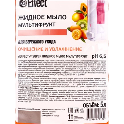 Жидкое мыло EFFECT Super, мультифрукт, 5 л