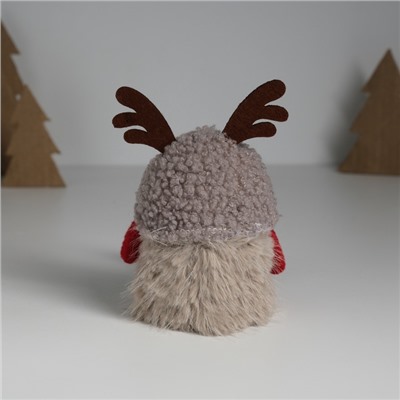 Фигурка текстиль «Гном в серой барашковой шапке с рожками», на полку, стол, 6.2×9.5×18.5 см