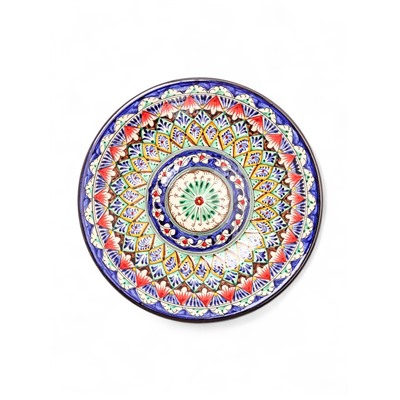 УЦЕНКА Ляган Риштанская Керамика «Узоры», 33 см, глубокий, синий