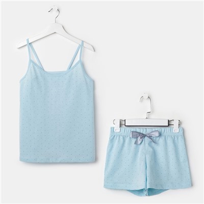 Пижама женская (шорты, топ) KAFTAN «Горошек», размер 48-50, голубая