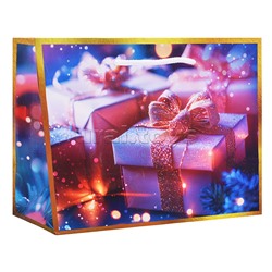 Бумажный пакет для сувенирной продукции с ламинацией, с шириной основания 23 cм