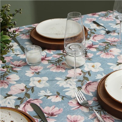Скатерть «Доляна. Магнолия», 146×220 см, рогожка 158 г/м², 50% хлопок, 50% п/э