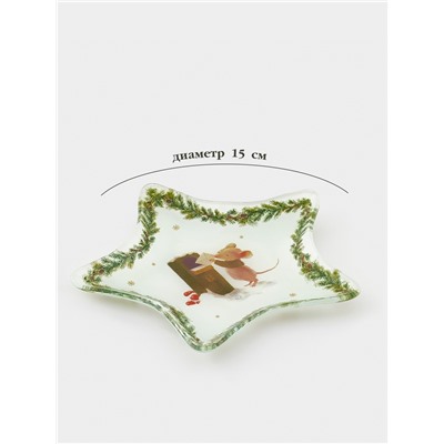 Блюдо сервировочное новогоднее Доляна «Новогодние зверята», d=15 см, стекло, белое