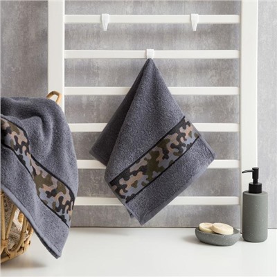 Полотенце махровое Love Life «Милитари» 30×60 см, цв. графит, 100% хлопок, 360 г/м²