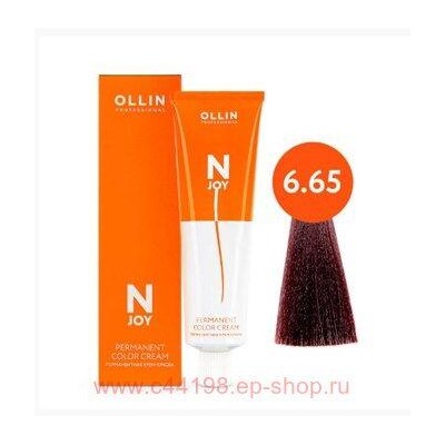 OLLIN "N-JOY" 6/65 – темно-русый красно-махагоновый, перманентная крем-краска для волос 100мл