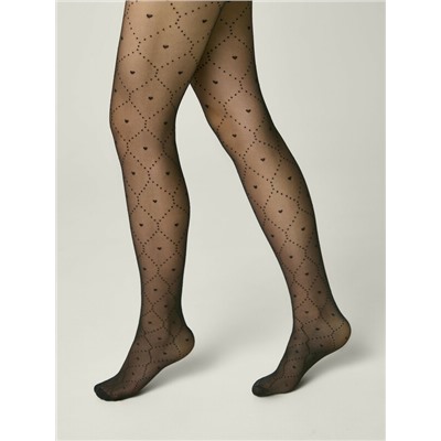 Нарядные CONTE Колготки в точку с сердечками и усиленным торсом-шортиками ANGELICA