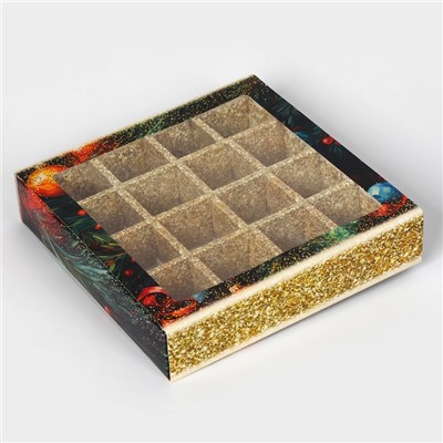 Коробка под 16 конфет «С Новым годом!», 17.5×17.5×3.5 см