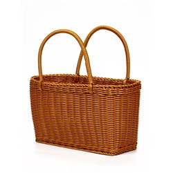 Корзина плетёная для хранения, 35×22×21 см, ручка h=17 см, пластиковая, коричневая