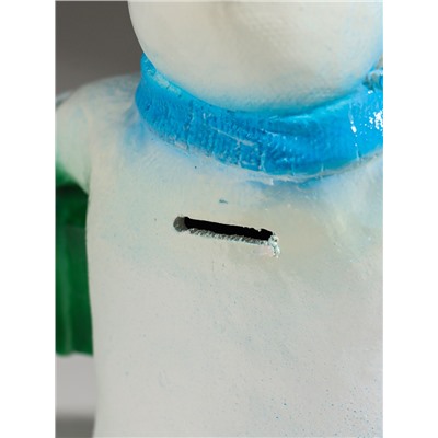 Копилка для денег «Снеговик новогодний с подарком», гипс, 19 см, голубой