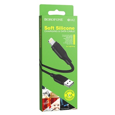Кабель USB - Apple lightning Borofone BX42 12W 100см 2,4A  (black)