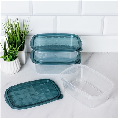 Контейнер прямоугольный 3 штуки 650 мл / P10 /уп 84/*17x11x6 см низкий