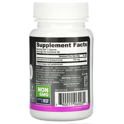 Jarrow Formulas, коэнзим Q10, 100 мг, 60 растительных капсул
