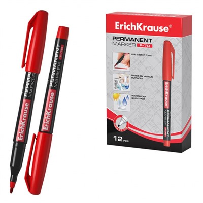 Маркер перманентный 1.0мм 37075 P-70 красный ErichKrause