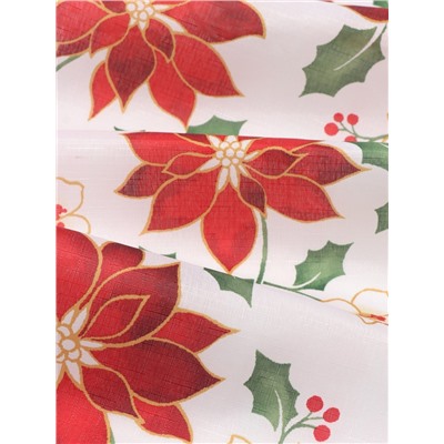 Дорожка на стол «Доляна. Новогодние цветы», белая, 35×180 см