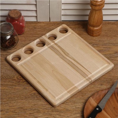 Доска разделочная и сервировочная Дарим Красиво «Функциональная №1», с желобом, дерево массив берёзы, 25×2 см