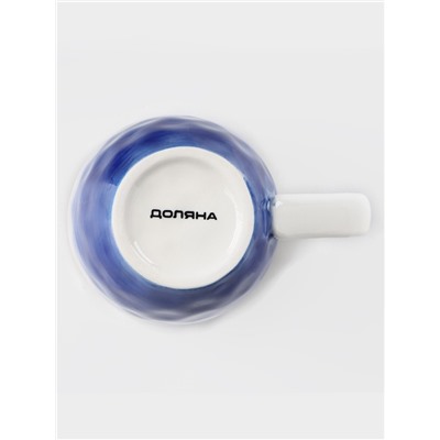 Кружка Доляна «Космос», 400 мл, фарфор, белая, синяя