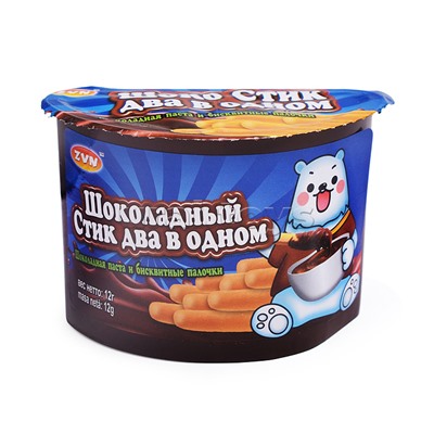 Шоко Стик два в одном: Шоколадная паста и бисквитные палочки 12г* 24шт