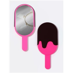 Зеркало с ручкой «Мороженое», 7.8×18 см, (6.7×12 см), розовое