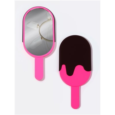 Зеркало с ручкой «Мороженое», 7.8×18 см, (6.7×12 см), розовое