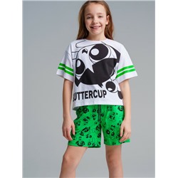 Комплект трикотажный для девочек: фуфайка (футболка), шорты