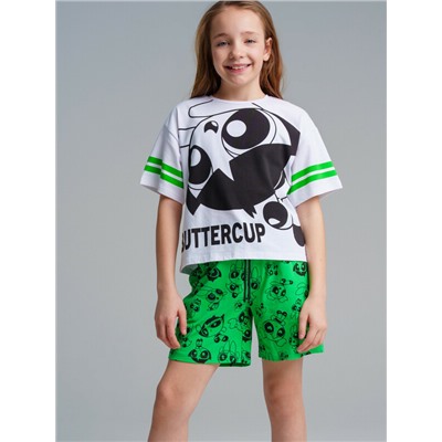 Комплект трикотажный для девочек: фуфайка (футболка), шорты