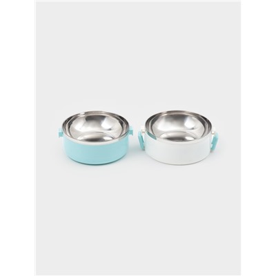 Ланч бокс TAKE IT EASY «Милави», 1.1 л, ёмкость 500 мл, 2 уровня,, сохраняет тепло 2 ч, нержавеющая сталь, белый, голубой