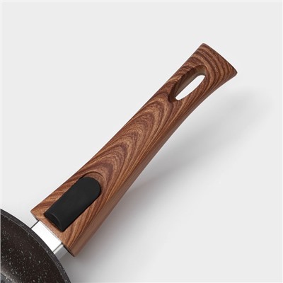 Сковорода Magistro Granit, d=24 см, съёмная ручка soft-touch, антипригарное покрытие, индукция, кованый алюминий, чёрная
