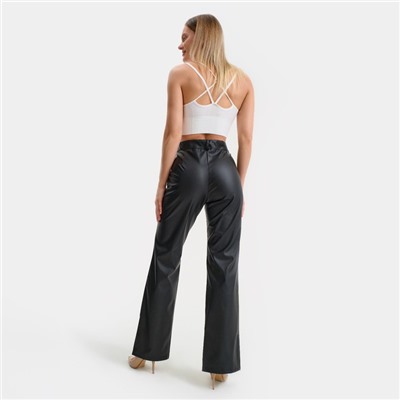 Брюки женские из экокожи, чёрные, размер 48-50