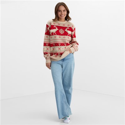 Свитер вязаный новогодний KAFTAN Scandinavia, размер 42, красный