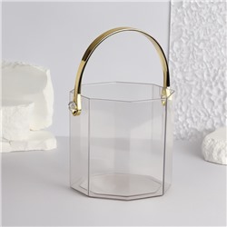 Подставка для косметики CLEAN GOLD, с ручкой, d=12.5×12 см, цвет прозрачный, золотистый
