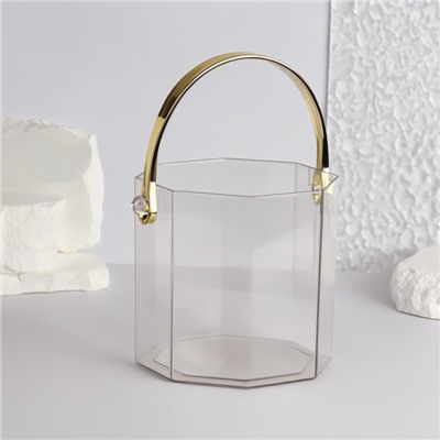 Подставка для косметики CLEAN GOLD, с ручкой, d=12.5×12 см, цвет прозрачный, золотистый