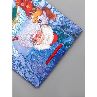 Пакет подарочный новогодний ламинированный, «Дед мороз», 18×10×22.3 см