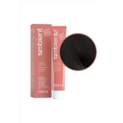 TEFIA Ambient 1.0 Перманентная крем-краска для волос / Черный натуральный, 60 мл KRISTALLER, 1112407