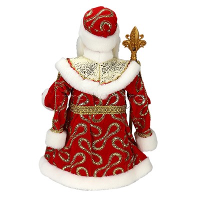 Сувенир Дед Мороз в красной шубе с пайетками и белым мехом,  40см.