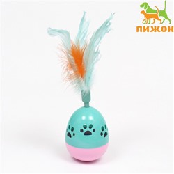 Игрушка-неваляшка «Перьевой фонтан» для кошек, 20 см, микс цветов