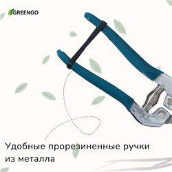 Ножницы садовые, 7" (18 см), с металлическими ручками, обрезиненная ручка, зелёные Greengo