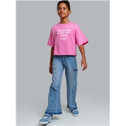 Брюки текстильные джинсовые для девочек