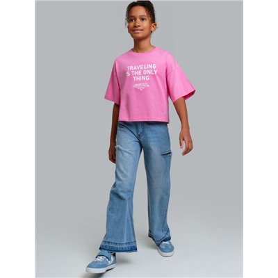 Брюки текстильные джинсовые для девочек