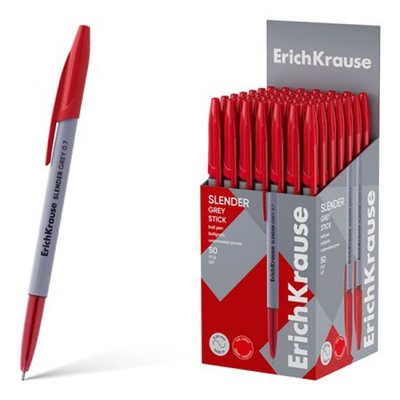 Ручка шариковая Slender Stick Grey, Super Glide Technology красная 0.7мм 63085 ErichKrause