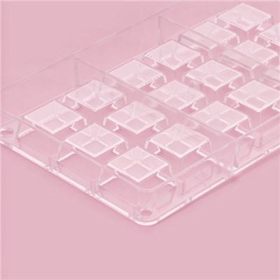 Форма для конфет и шоколада «Кубики», 20×12×2.5 см, 18 ячеек 2.5×1 см, прозрачная