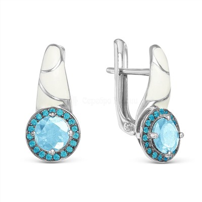 Кольцо из серебра с натуральным топазом, наноситаллом цвета топаз и эмалью родированное 925 пробы RR170803р402